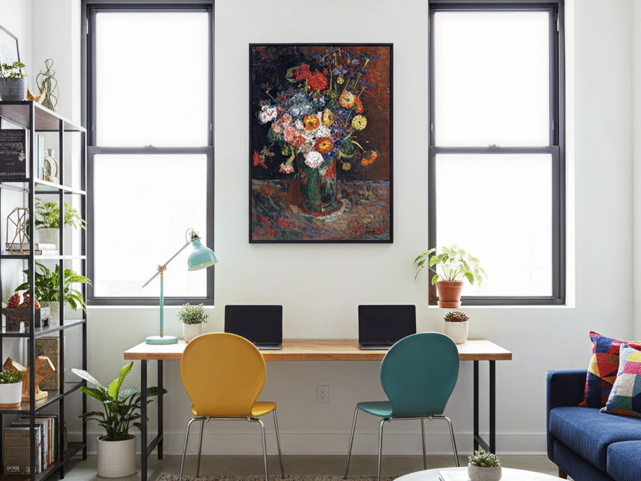 Bowl with Zinnias and Geraniums