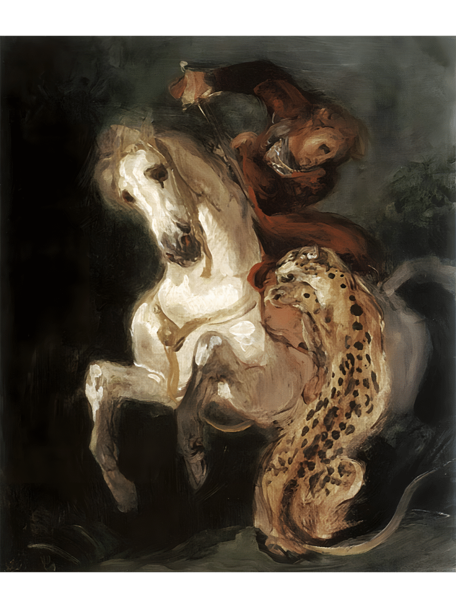 Jaguar Attacking a Horseman