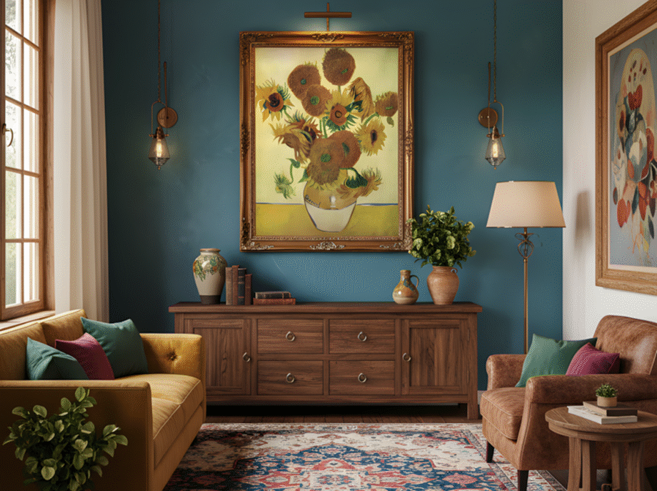 Vase with Fourteen Sunflowers