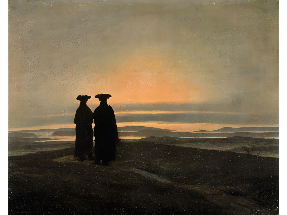 Evening Landscape with two men