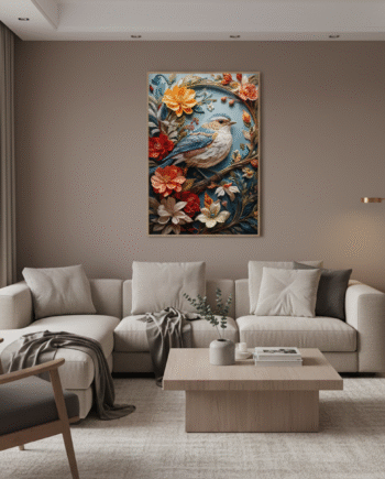 Pássaro Azul e Flores 2