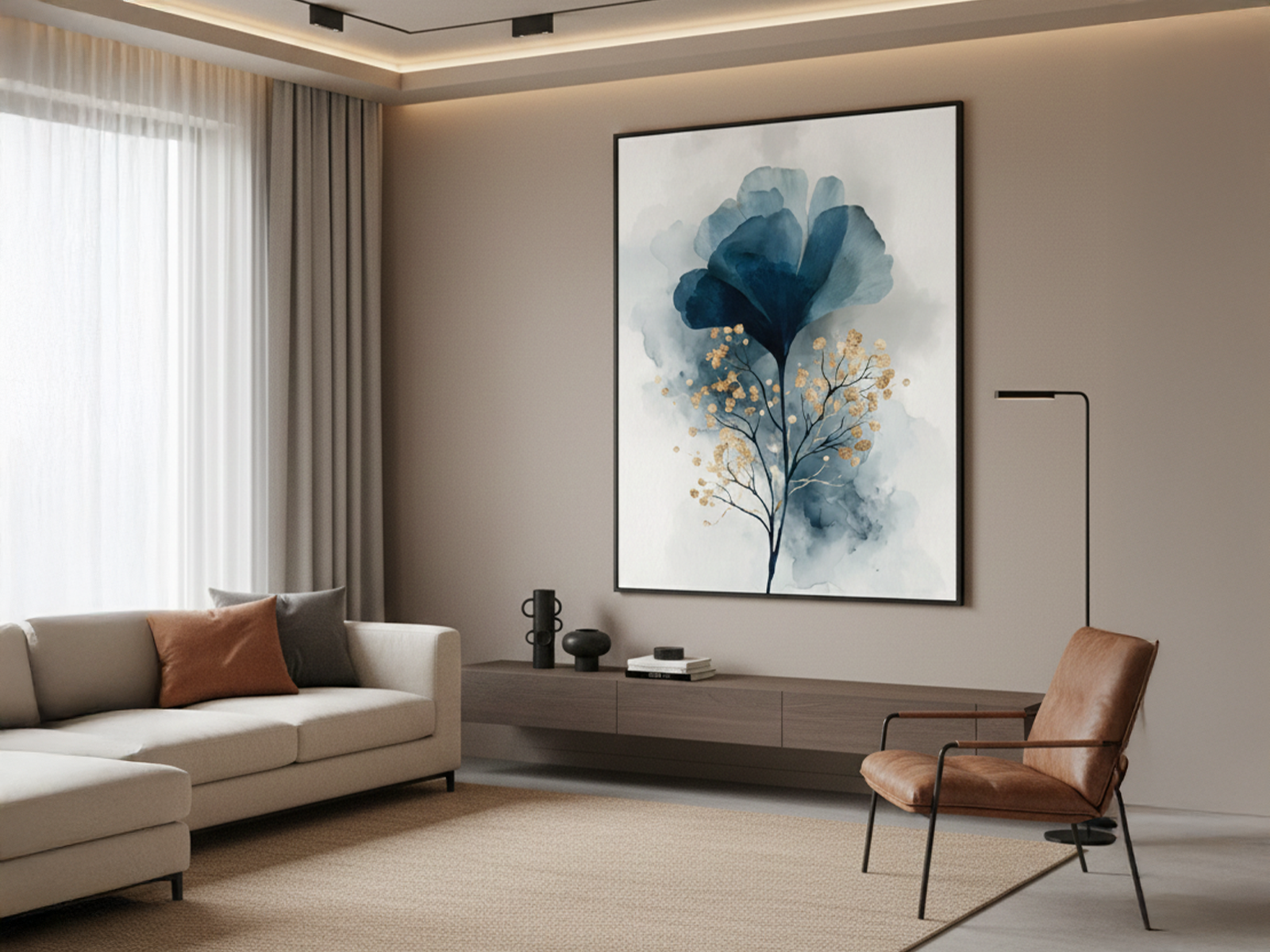 Flor Azul com Chuva Dourada 3