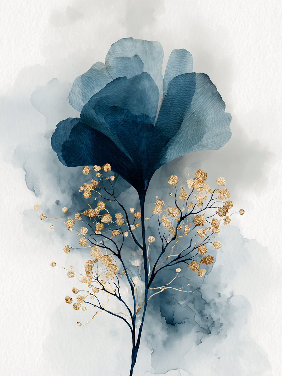 Flor Azul com Chuva Dourada