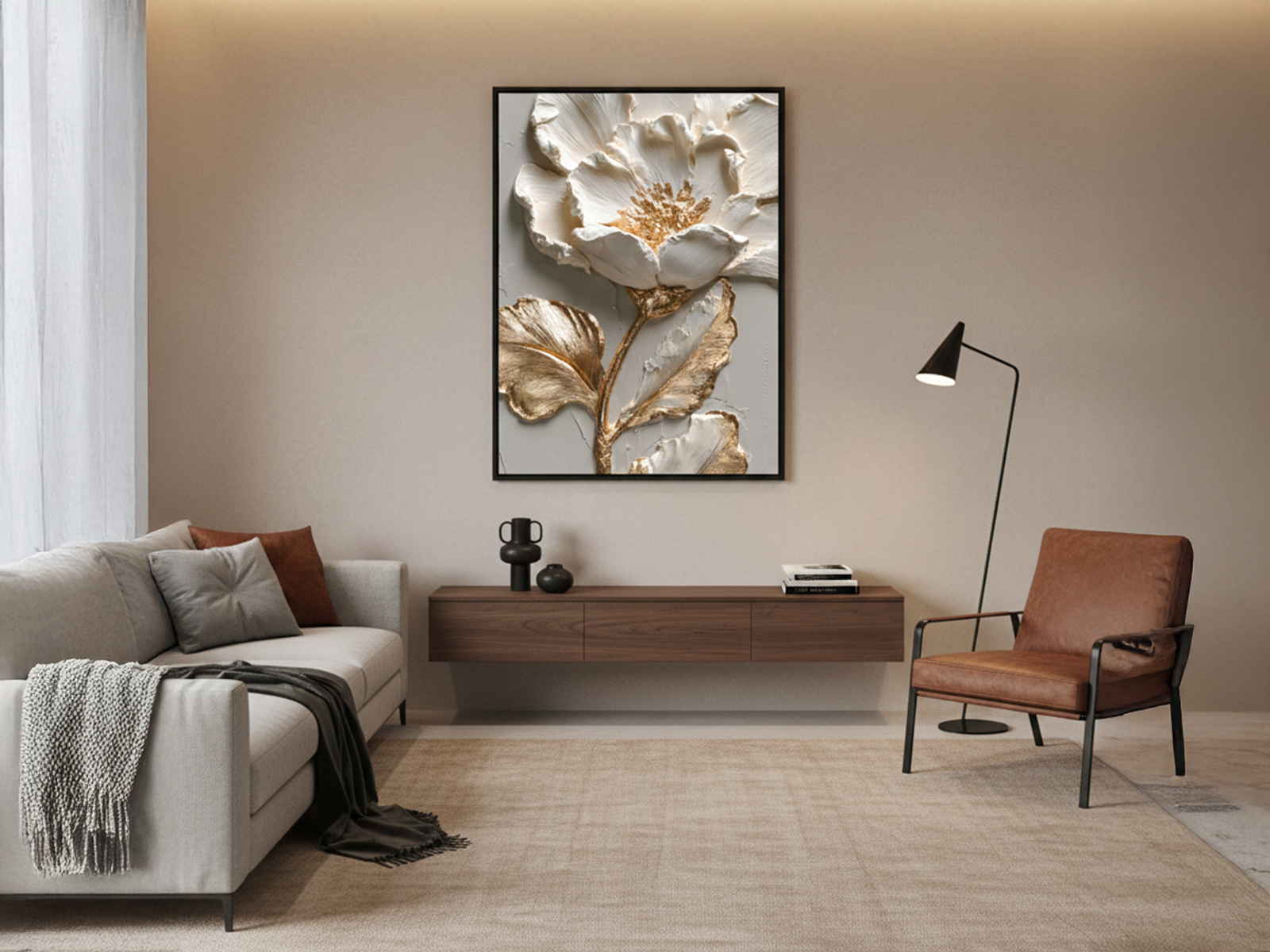 Peônia Branca em Relevo 2